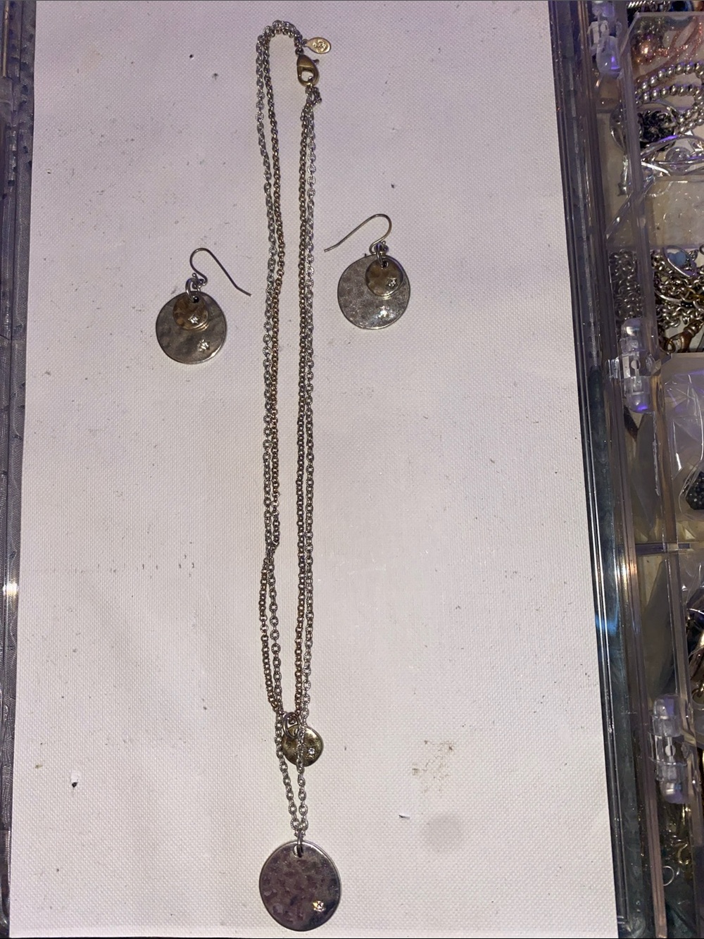 Silver-Tone Disc Necklace and Earring Set - Women's Jewelry